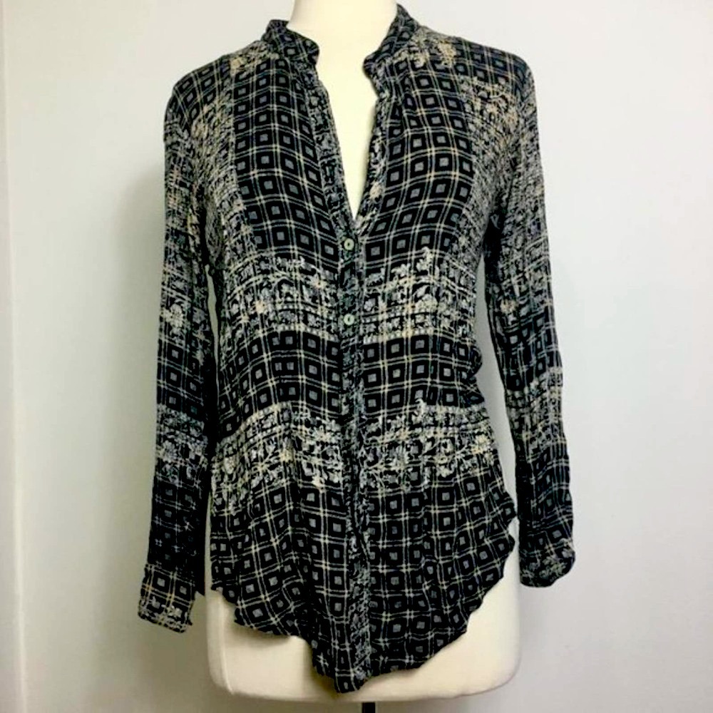 Free People Plaid Floral Caravan Top‎